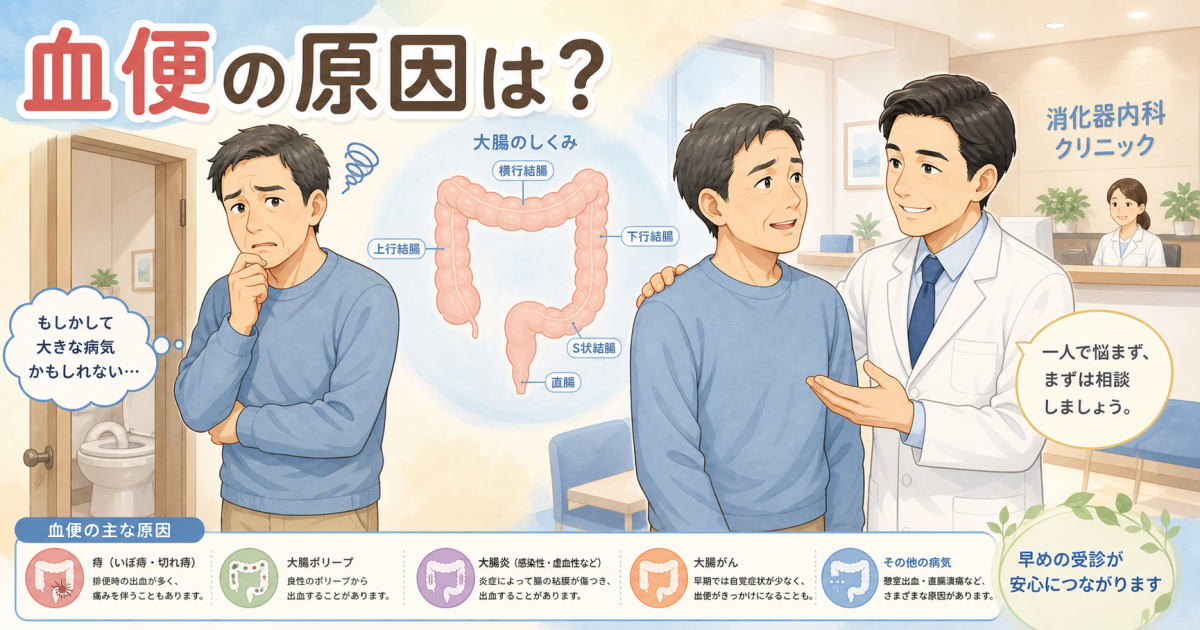 血便の原因は痔？大腸がん？40代から知るべき違いと痛くない検査