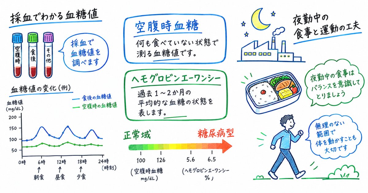 空腹時血糖・HbA1cが高い？糖尿病予備群と夜勤中の生活改善