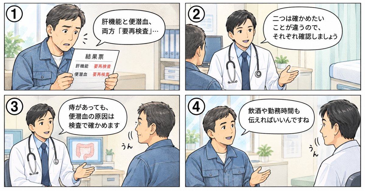 肝機能と便潜血の要再検査は、なぜ先延ばしにしない方がよいのですか？