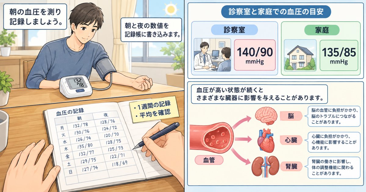 高血圧の基準値と臓器へのリスク、家庭で測る数値から考える受診判断